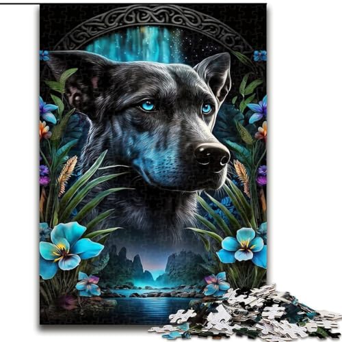 Puzzle 1000 Teile, Schwarzer Hund im Dschungel, Papppuzzle, Spielzeug, Geschenk, pädagogisches, intellektuelles, entspannendes Familienspiel (Größe 26x38cm) von WGLINGX