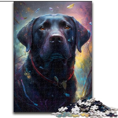 Puzzle 1000 Teile, Schwarzer Labrador, Holzpuzzle, Spielzeug, Geschenk, pädagogisches, intellektuelles, entspannendes Familienspiel (Größe 50x75cm) von WGLINGX