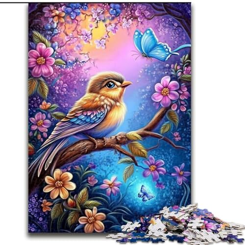 Puzzle 1000 Teile, Spatzen- und Schmetterlingspuzzle für Erwachsene, Familienaktivitätsspiel für Teenager, anspruchsvolles Denkspiel (Größe 26x38cm) von WGLINGX