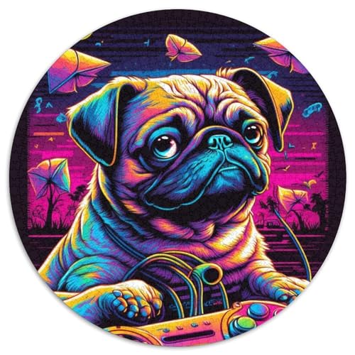 Puzzle 1000 Teile, Spiel Mops aus Papier, anspruchsvolle DIY-Kunst für Enthusiasten, Entspannung (67,5x67,5cm) von WGLINGX