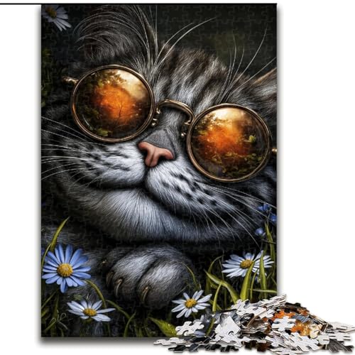Puzzle 1000 Teile, Steampunk-Katze, 1000 Teile, Puzzle-Geschenk, Familienaktivitätsspiel für Teenager, anspruchsvolles Denkspiel (Größe 50x75cm) von WGLINGX