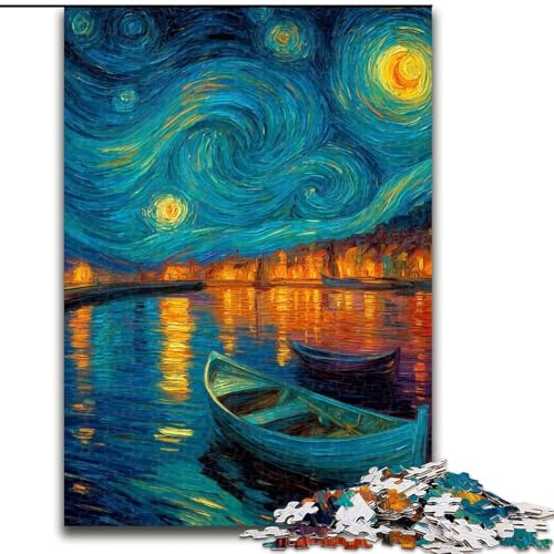 Puzzle 1000 Teile, Sternenhimmel-Boot-Puzzle für Erwachsene, Familienaktivitätsspiel für Teenager, anspruchsvolles Denkspiel (Größe 26x38cm) von WGLINGX