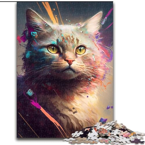 Puzzle 1000 Teile, Tier- und Katzen-Mal-Karton, Puzzle-Spielzeug, Geschenk, pädagogisches, intellektuelles, entspannendes Familienspiel (Größe 26x38cm) von WGLINGX