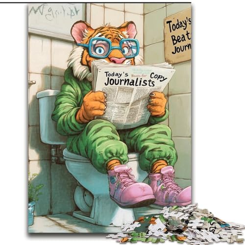 Puzzle 1000 Teile, Tiger Go Toilet, Puzzle 1000 Teile für Erwachsene, interaktives Familienspiel, Gehirn-Herausforderungsgeschenk (Größe 38x26cm) von WGLINGX