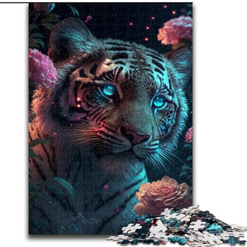Puzzle 1000 Teile, Tiger-Puzzle aus Pappe, Spielzeug, Geschenk, pädagogisches, intellektuelles, entspannendes Familienspiel (Größe 26x38cm) von WGLINGX