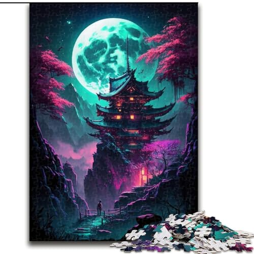 Puzzle 1000 Teile, Turm im japanischen Stil, Holzpuzzle, Spielzeug, Geschenk, pädagogisches, intellektuelles, entspannendes Familienspiel (Größe 50x75cm) von WGLINGX
