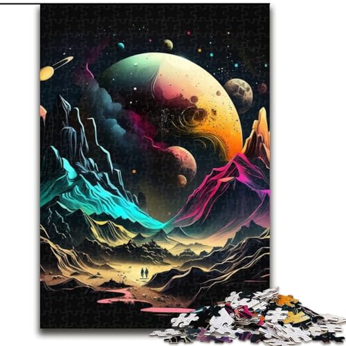 Puzzle 1000 Teile, Universum, Planet, Unmögliches Puzzle für Erwachsene, Lernspiel, Herausforderungsspielzeug (Größe 26x38cm) von WGLINGX