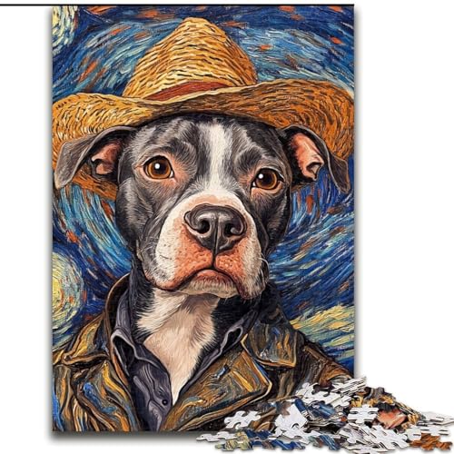 Puzzle 1000 Teile, Van Gogh Hund, Holzpuzzle, DIY-Heimdekoration, Denksportspiel für Teenager (Größe 26x38cm) von WGLINGX