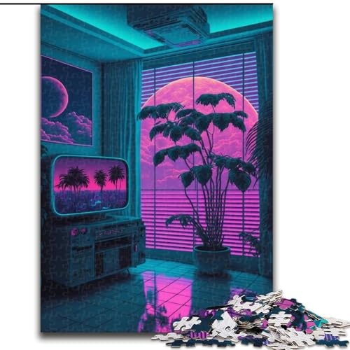 Puzzle 1000 Teile, Vaporwave-Ästhetik, Karton, Puzzle, Spielzeug, Geschenk, pädagogisches, intellektuelles, entspannendes Familienspiel (Größe 26x38cm) von WGLINGX