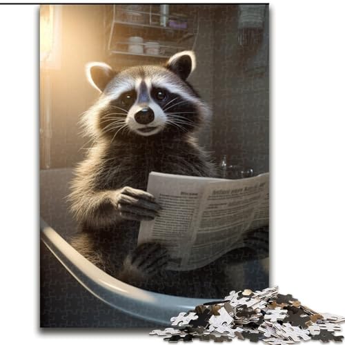 Puzzle 1000 Teile, Waschbär-Puzzle, 1000 Teile für Erwachsene, Weihnachten, Halloween, Muttertag, Neujahr, Ostergeschenk (Größe 26x38cm) von WGLINGX