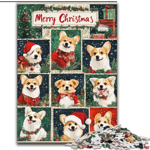Puzzle 1000 Teile, Weihnachts-Corgi-Collage-Puzzle für Erwachsene, perfektes Weihnachts- und Neujahrsgeschenk, Feiertagsgeschenk (Größe 50x75cm) von WGLINGX