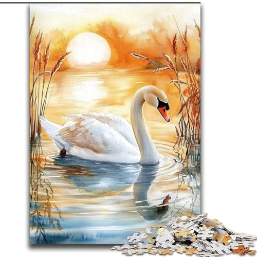 Puzzle 1000 Teile, Weißer Schwan, Holzpuzzle für Erwachsene, interaktives Familienspiel, Denksportaufgabe, Geschenk, Lernspielzeug (Größe 50x75cm) von WGLINGX