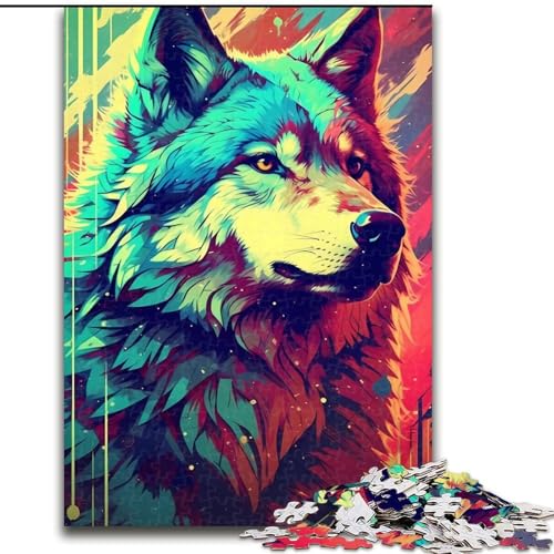 Puzzle 1000 Teile, Wolf, Cooles Puzzle für Erwachsene, Spaß für die ganze Familie, Basteln, perfekt für Geburtstage, Feiertage, Größe 26x38cm von WGLINGX