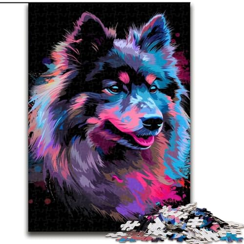 Puzzle 1000 Teile, Wolfshund-Kunst, Holzpuzzle, Spielzeug, Geschenk, pädagogisches, intellektuelles, entspannendes Familienspiel (Größe 50x75cm) von WGLINGX