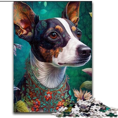 Puzzle 1000 Teile, Wunderschöner Rat Terrier, Puzzle für Erwachsene, 1000 Teile, Familienspaß zum Basteln, perfekt für Geburtstage, Feiertage (Größe 26x38cm) von WGLINGX