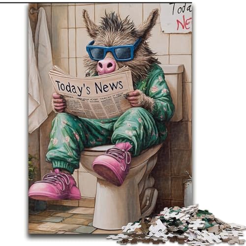 Puzzle 1000 Teile, Yak Go Toilet, Puzzle für Erwachsene, 1000 Teile, für Geburtstage, Feiertage und besondere Anlässe (Größe 26x38cm) von WGLINGX
