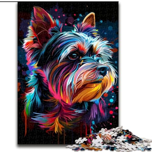 Puzzle 1000 Teile, Yorkshire Terrier Hund, Holzpuzzle, Spielzeug, Geschenk, pädagogisches, intellektuelles, entspannendes Familienspiel (Größe 50x75cm) von WGLINGX