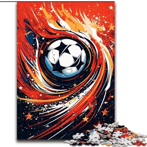 Puzzle 1000 Teile, bunter Fußball, Holzpuzzle, DIY-Heimdekoration, Denksportspiel für Teenager (Größe 26x38cm) von WGLINGX