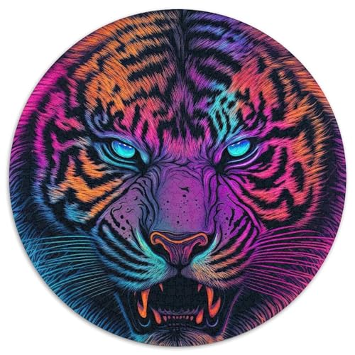 Puzzle 1000 Teile, bunter Tiger, Karton-Puzzle, unmöglich, pädagogische Heimdekoration, Spiele und Geschenke (67,5 x 67,5 cm) von WGLINGX