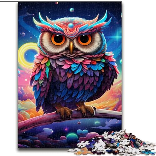 Puzzle 1000 Teile, buntes Eulen-Kunst-Puzzle aus Holz für Teenager und Familienspaß, (Größe 50x75cm) von WGLINGX