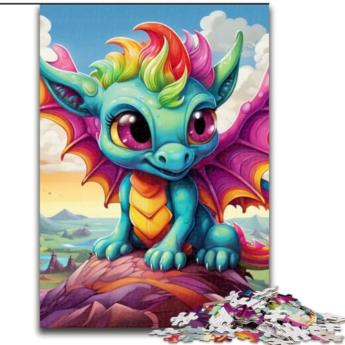 Puzzle 1000 Teile, buntes Kunst-Drachenbaby, unmögliches Puzzle für Erwachsene, Lernspiel, Herausforderungsspielzeug (Größe 26x38cm) von WGLINGX