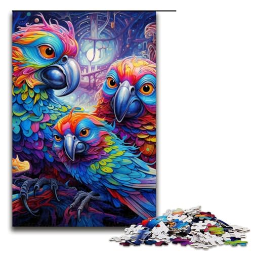 Puzzle 1000 Teile, buntes Papageien-Puzzle für Erwachsene, Holzpuzzle für Familienspaß und Spieleabende (Größe 50 x 75 cm) von WGLINGX