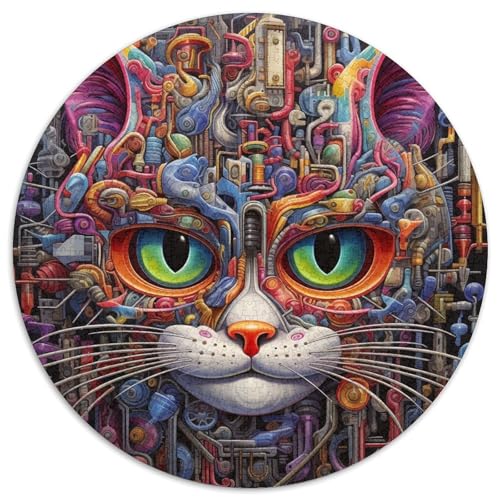 Puzzle 1000 Teile, farbenfrohe Kunstkatze, Karton-Puzzle, unmögliche pädagogische Heimdekoration, Spiele und Geschenke (67,5 x 67,5 cm) von WGLINGX