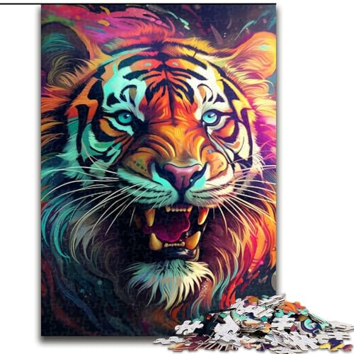 Puzzle 1000 Teile, farbenfroher Kunsttiger, 1000-teiliges Puzzle, Spaß für die ganze Familie, Basteln, perfekt für Geburtstage, Feiertage (Größe 50x75cm) von WGLINGX