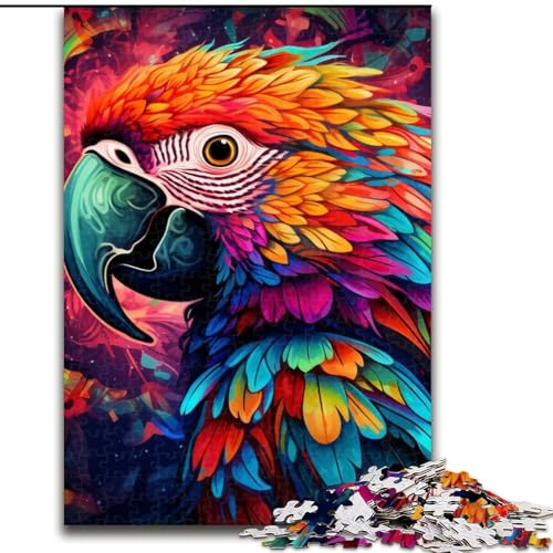 Puzzle 1000 Teile, farbenfrohes Papagei-Puzzle aus Holz für Teenager und Familienspaß, (Größe 50x75cm) von WGLINGX