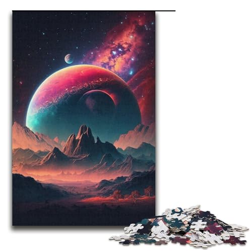 Puzzle 1000 Teile, farbenfrohes Planeten-Berge-Puzzle für Erwachsene, Kartonpuzzle, anspruchsvolles Spiel (Größe 38 x 26 cm) von WGLINGX