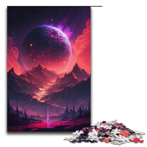 Puzzle 1000 Teile, farbenfrohes Planeten-Berge-Puzzle für Erwachsene, Kartonpuzzle, anspruchsvolles Spiel (Größe 38 x 26 cm) von WGLINGX