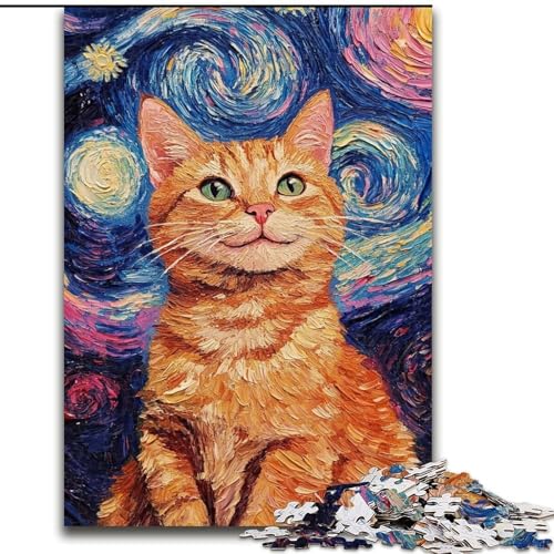 Puzzle 1000 Teile, lächelnde Katze, 1000 Teile, Puzzle-Geschenke, Familienaktivitätsspiel für Teenager, anspruchsvolles Denkspiel (Größe 26x38cm) von WGLINGX