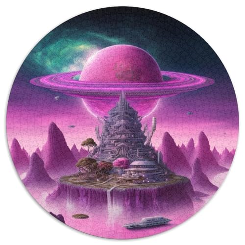 Puzzle 1000 Teile, rosa Planet, rundes Papierpuzzle, Stressabbau für Teenager, Cooles einzigartiges Geschenk für die Familie (67,5 x 67,5 cm) von WGLINGX