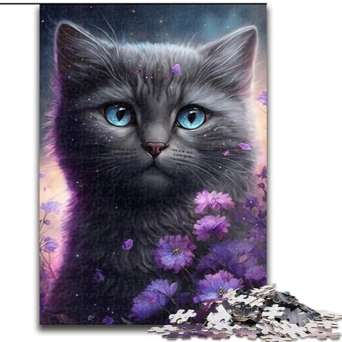 Puzzle 1000 Teile, schöne Blumen, Katze, Papppuzzle, Spielzeug, Geschenk, pädagogisches, intellektuelles, entspannendes Familienspiel (Größe 26x38cm) von WGLINGX