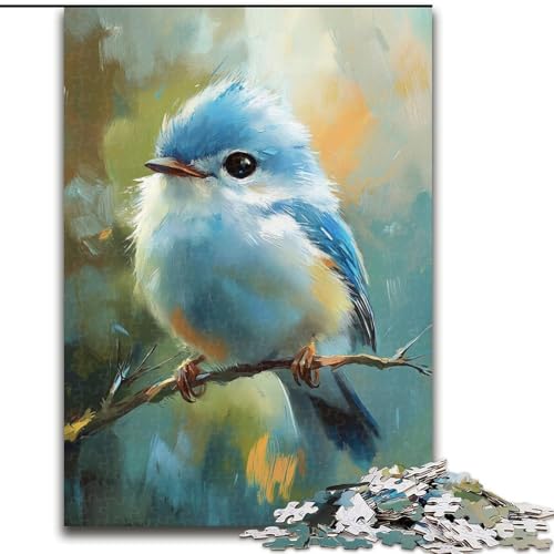 Puzzle 1000 Teile, süßer Kleiner Blauer Vogel, Puzzle für Erwachsene, 1000 Teile, Familienaktivitätsspiel, Heimdekoration, Wandkunst (Größe 26x38cm) von WGLINGX