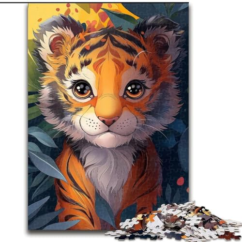 Puzzle 1000 Teile, süßer Tiger, Holzpuzzle, Spielzeug, Geschenk, pädagogisches, intellektuelles, entspannendes Familienspiel (Größe 50x75cm) von WGLINGX
