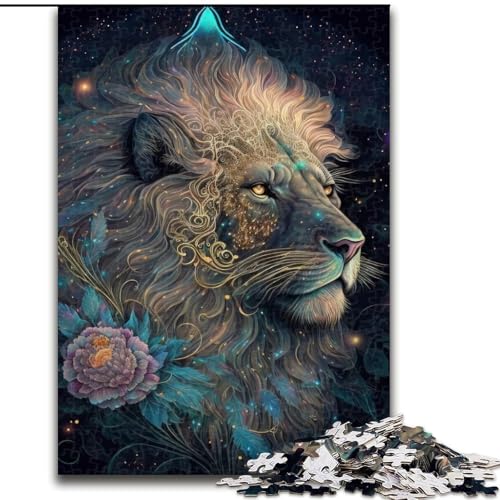 Puzzle 1000 Teile „Cosmic Bloom – König der Löwen“ aus Pappe, Spielzeug, Geschenk, pädagogisches, intellektuelles, entspannendes Familienspiel (Größe 26x38cm) von WGLINGX