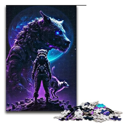 Puzzle 1000 Teile „Cosmic Leopard“ für Erwachsene, Holzpuzzle für Familienspaß und Spieleabende (Größe 50 x 75 cm) von WGLINGX