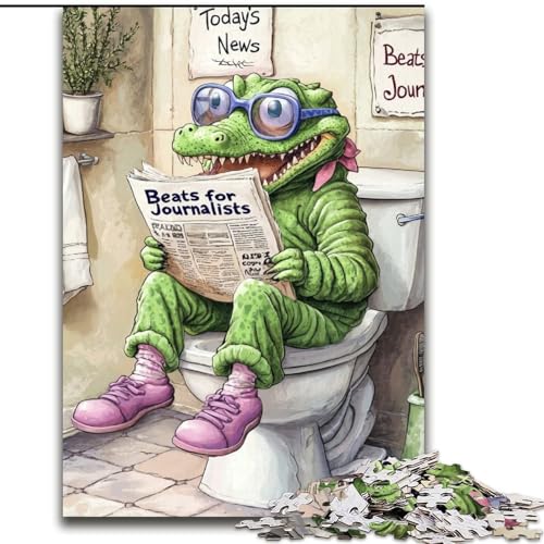 Puzzle 1000 Teile „Crocodile Go Toilet“ Holzpuzzle für Teenager und Familienspaß, (Größe 50x75cm) von WGLINGX