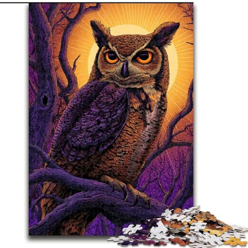 Puzzle 1000 Teile „Eule auf dem Baum“, Puzzle für Erwachsene, Familienaktivitätsspiel für Teenager, anspruchsvolles Denkspiel (Größe 26x38cm) von WGLINGX