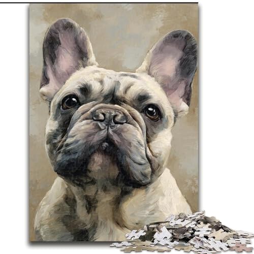 Puzzle 1000 Teile „Happy Bulldog“-Puzzle für Erwachsene, Familienaktivitätsspiel für Teenager, anspruchsvolles Denkspiel (Größe 50x75cm) von WGLINGX