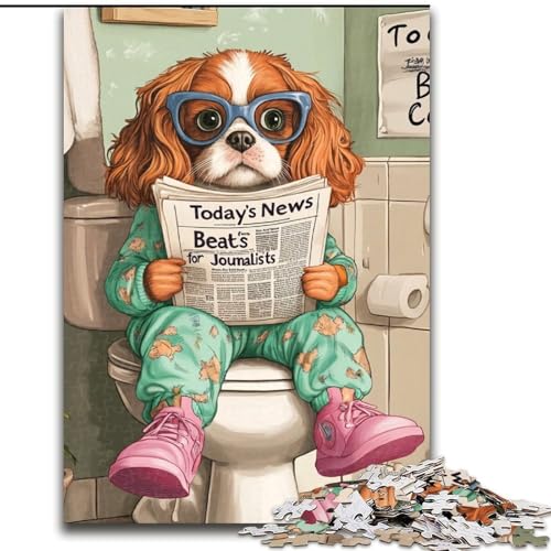 Puzzle 1000 Teile „King Spaniel Go Toilet“, 1000-teiliges, anspruchsvolles Denkspiel für Teenager, Spaß für den Spieleabend mit der Familie (Größe 38x26cm) von WGLINGX