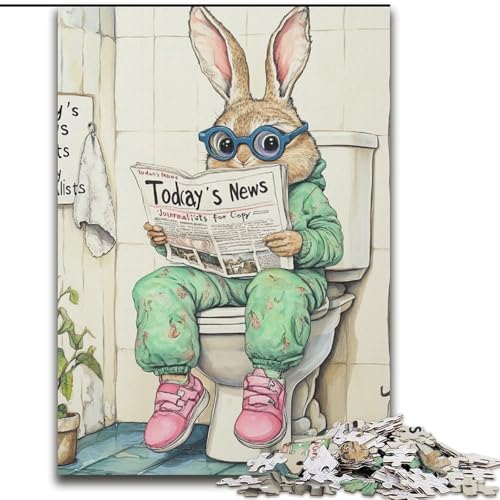 Puzzle 1000 Teile „Rabbit Go Toilet“, Puzzle für Erwachsene, interaktives Familienspiel, Gehirn-Herausforderungsgeschenk (Größe 50x75cm) von WGLINGX