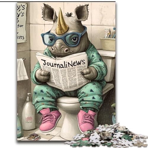 Puzzle 1000 Teile „Rhino Go – Toiletten-Puzzles“ für 1000 Teile, anspruchsvolles Denkspiel für Teenager, Spaß für den Spieleabend mit der Familie (Größe 38x26cm) von WGLINGX