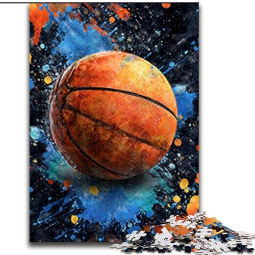 Puzzle 1000 Teile Basketball-Ölgemälde, Kartonpuzzle für Erwachsene, interaktives Familienspiel, Denksportaufgabe, Geschenk, Lernspielzeug (Größe 26x38cm) von WGLINGX