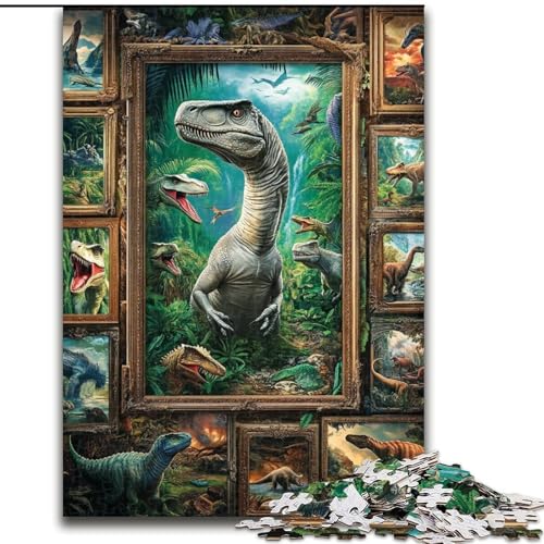 Puzzle 1000 Teile Dinosaurier-Collage-Puzzle für Erwachsene, Familienaktivitätsspiel für Teenager, anspruchsvolles Denkspiel (Größe 50x75cm) von WGLINGX