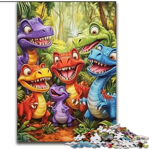 Puzzle 1000 Teile Dinosaurier-Puzzle aus Holz für Erwachsene, interaktives Familienspiel, Denksportaufgabe, Geschenk, Lernspielzeug (Größe 50x75cm) von WGLINGX
