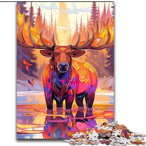 Puzzle 1000 Teile Elch, 1000-teiliges Puzzle, Spaß für die ganze Familie, Basteln, perfekt für Geburtstage, Feiertage (Größe 26x38cm) von WGLINGX