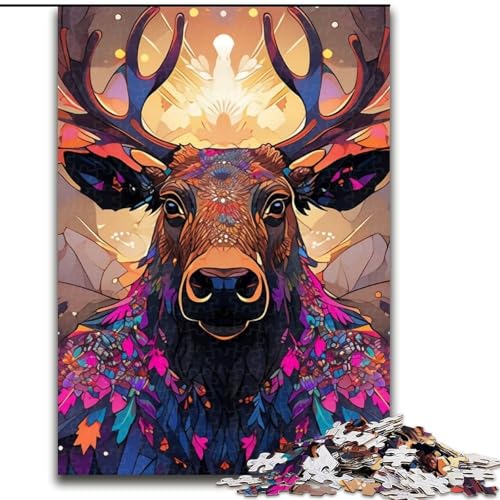 Puzzle 1000 Teile Elch, 1000-teiliges Puzzle, Spaß für die ganze Familie, Basteln, perfekt für Geburtstage, Feiertage (Größe 50x75cm) von WGLINGX