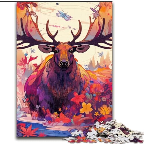 Puzzle 1000 Teile Elch, 1000-teiliges Puzzle, Spaß für die ganze Familie, Basteln, perfekt für Geburtstage, Feiertage (Größe 50x75cm) von WGLINGX